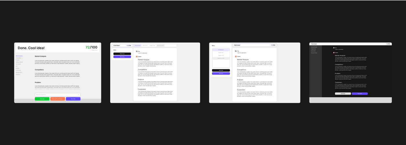 analysis page iteration process mockup UX design